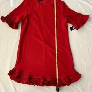 Alfani Dresses Nwt Alfani Womens Red Pleated Bell Sleeves